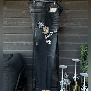 Vintage Y2K Ecko Unltd Embroidered Patches Foundry Baggy Fit Jeans Sz 40 X 34